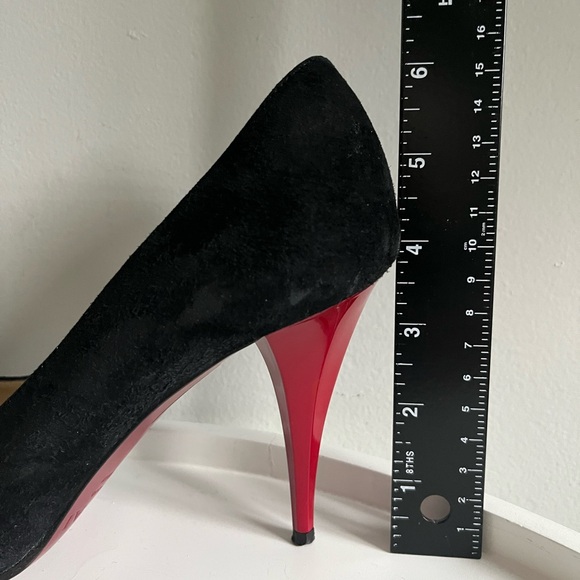 MUGNAI Black Suede Red Sole Heels Italy EU 39/US 8 - Picture 16 of 16
